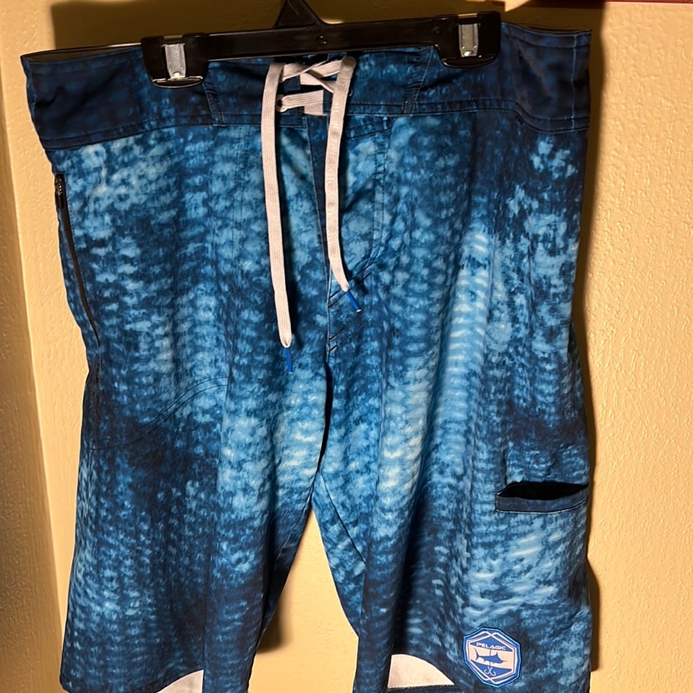 Pelagic Blue Tie-Dye Swim Board Shorts